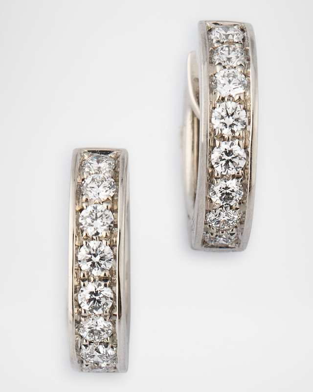 Platinum Diamond Huggie Hoop Earrings